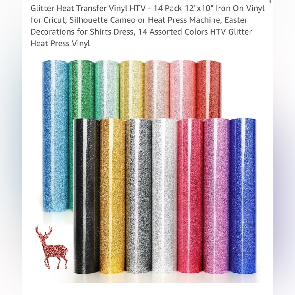 Assorted Glitter Heat Transfer Vinyl - 14 Pack